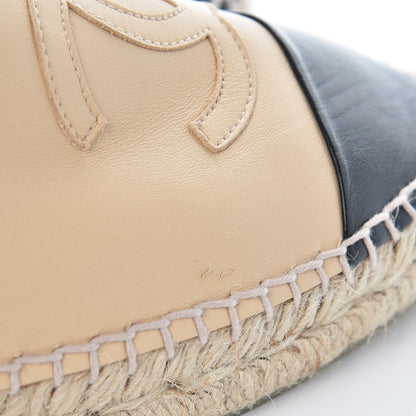 Chanel Lambskin CC Espadrilles 38 Beige Black 10 of 11