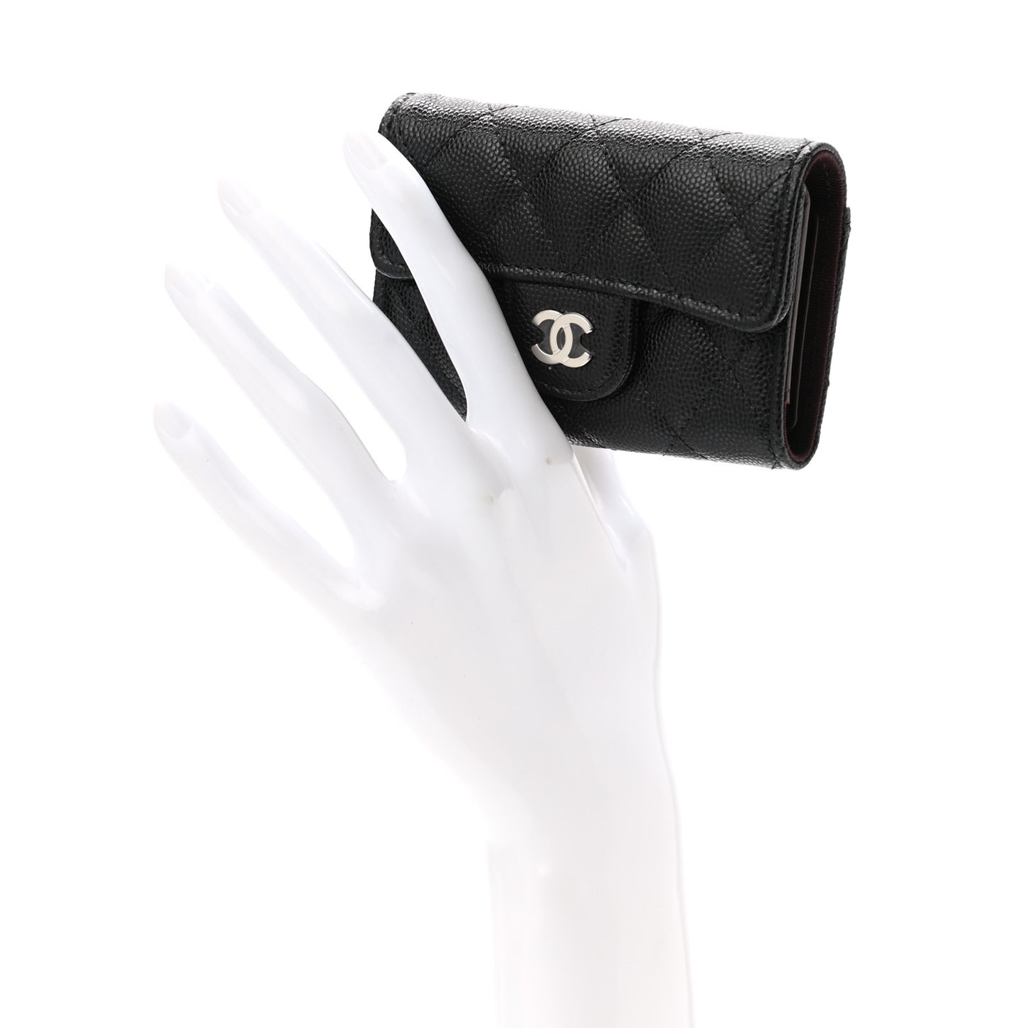 Caviar Quilted Classic 4 Key Holder Wallet Black