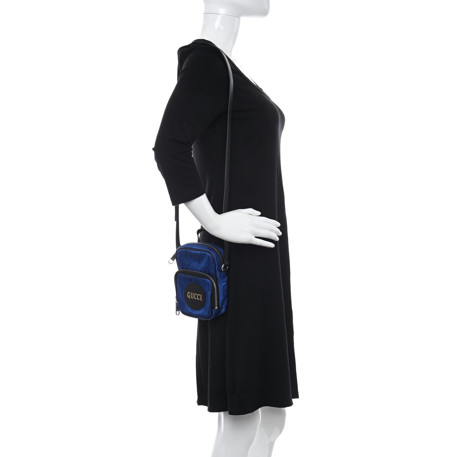 Gucci Econyl Nylon Monogram Off The Grid Shoulder Bag Guilted Blue Black 2 of 9