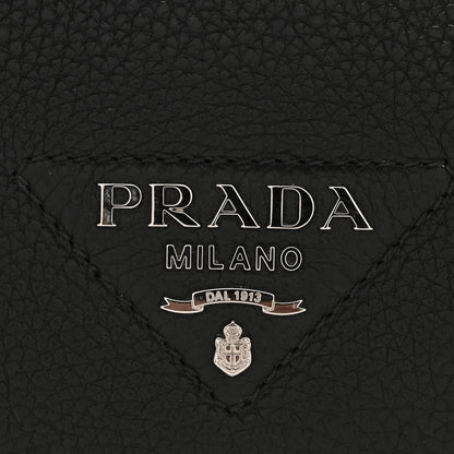 Prada Vitello Daino Soft Small Zippered Top Handle Bag Black 12 of 13