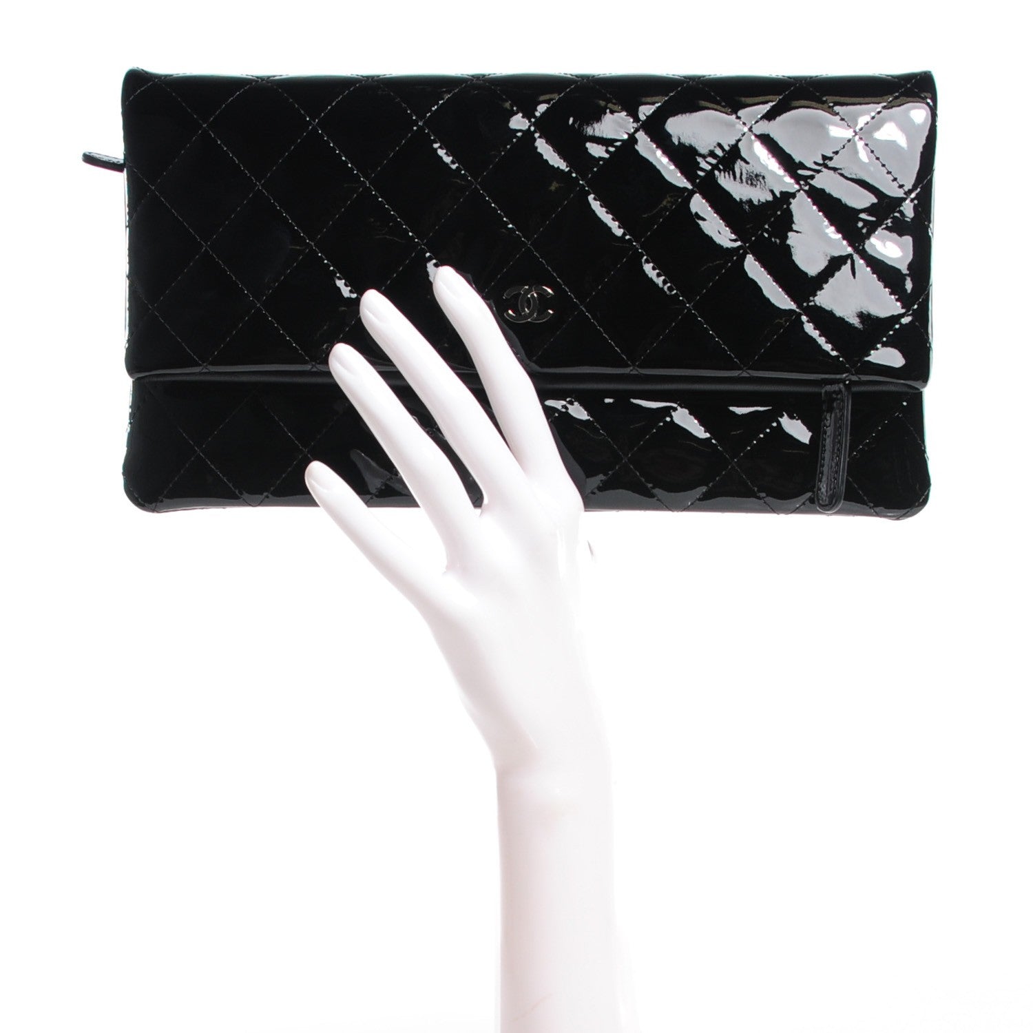 Chanel Patent Calfskin Quilted Beauty CC Clutch Black 2 of 7