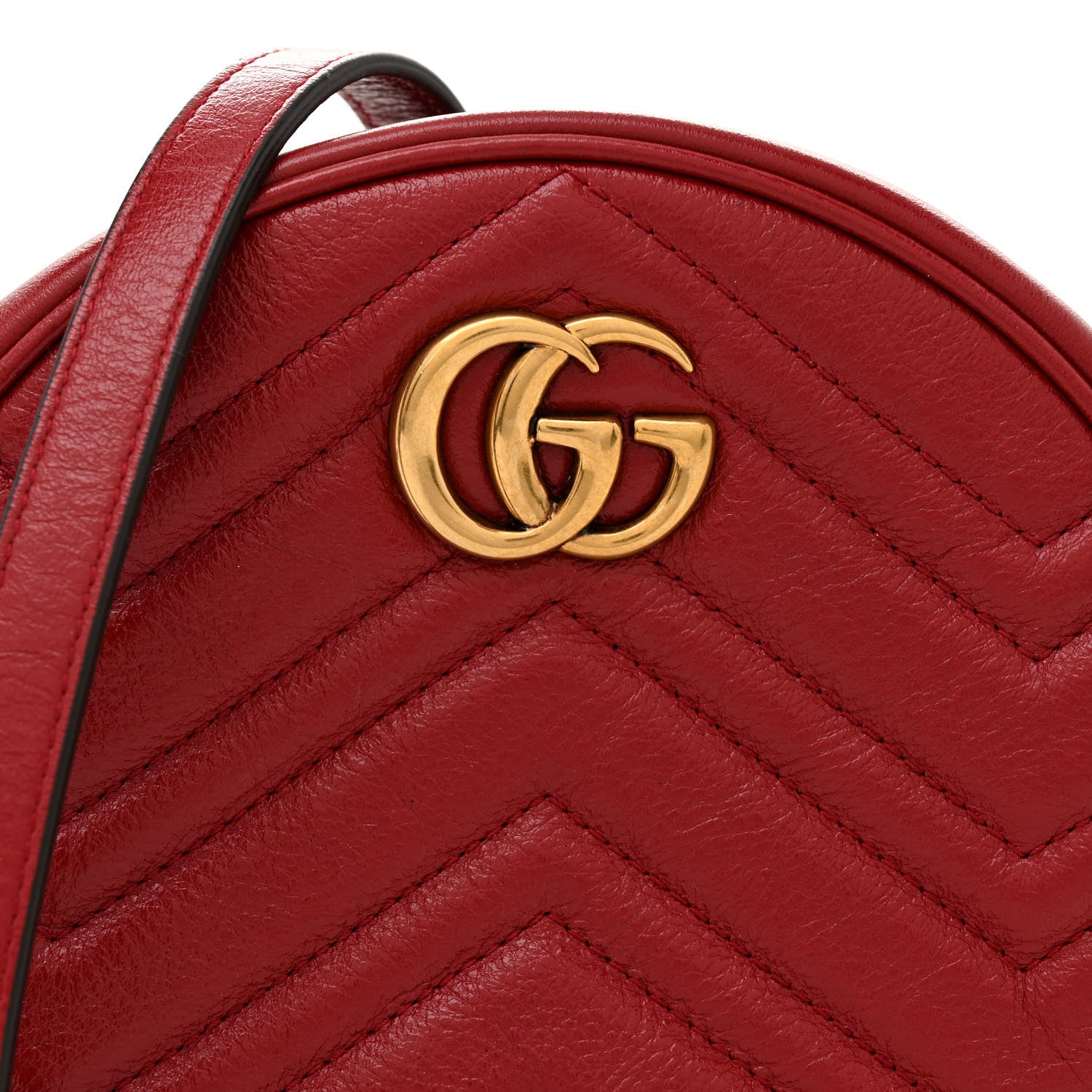 Gucci Glazed Calfskin Matelasse Heart Mini GG Marmont Round Shoulder Bag Romantic Cerise 8 of 10