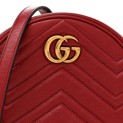 Gucci Glazed Calfskin Matelasse Heart Mini GG Marmont Round Shoulder Bag Romantic Cerise 8 of 10