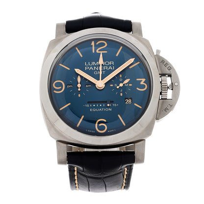 Panerai Titanium Alligator 47mm Luminor Equation of Time GMT Manual Winding Watch Blue PAM00670 1 of 4