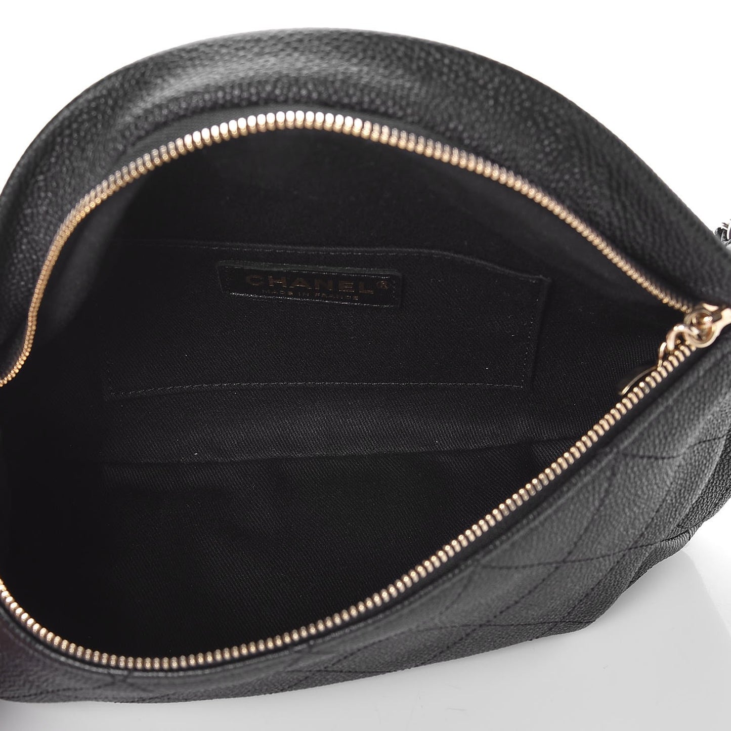 Caviar Quilted Zip and Carry Waist Bag Fanny Pack Black