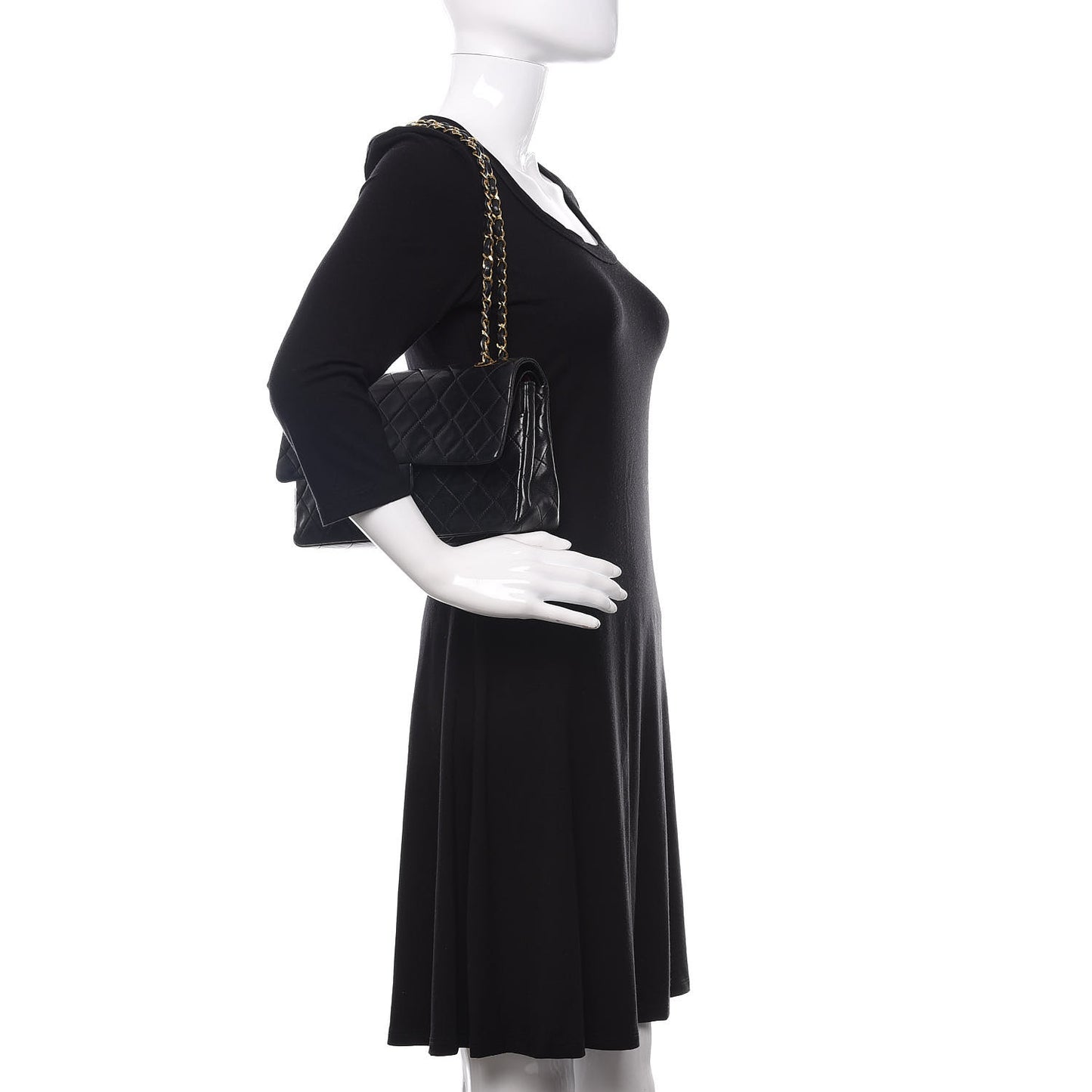 Lambskin Quilted Medium Double Flap Black