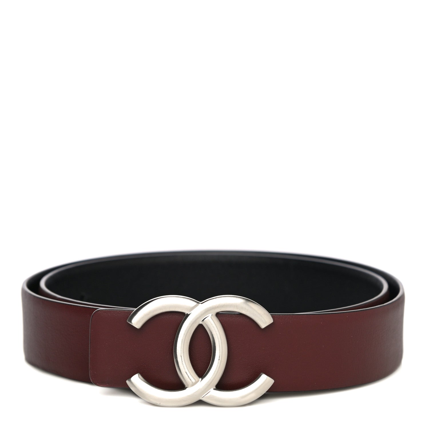 Chanel Calfskin CC Reversible Belt 80 32 Black Burgundy 1 of 8
