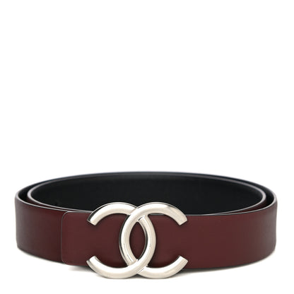 Chanel Calfskin CC Reversible Belt 80 32 Black Burgundy 1 of 8