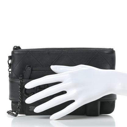 Chanel Lambskin Quilted Cosmetic Case With Strap So Black 2 of 13