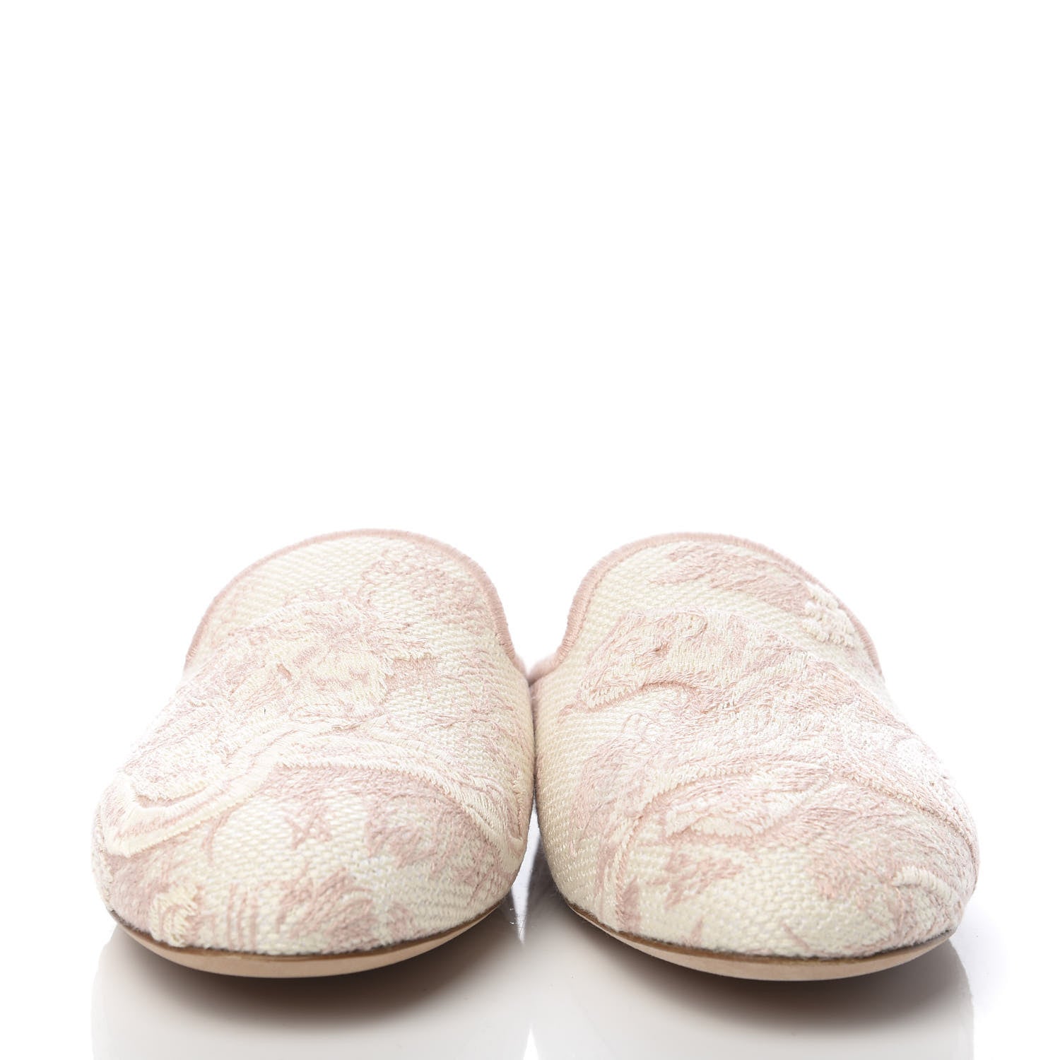 Christian Dior Canvas Toile De Jouy Embroidered Dior Off Flat Mules 38 Light Pink 2 of 9