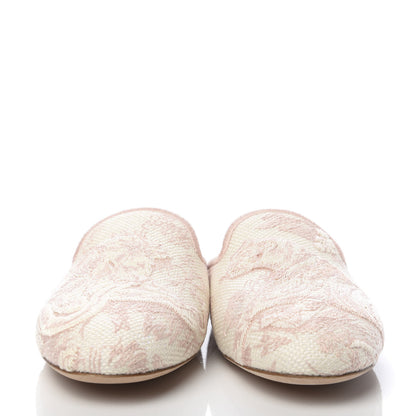 Christian Dior Canvas Toile De Jouy Embroidered Dior Off Flat Mules 38 Light Pink 2 of 9