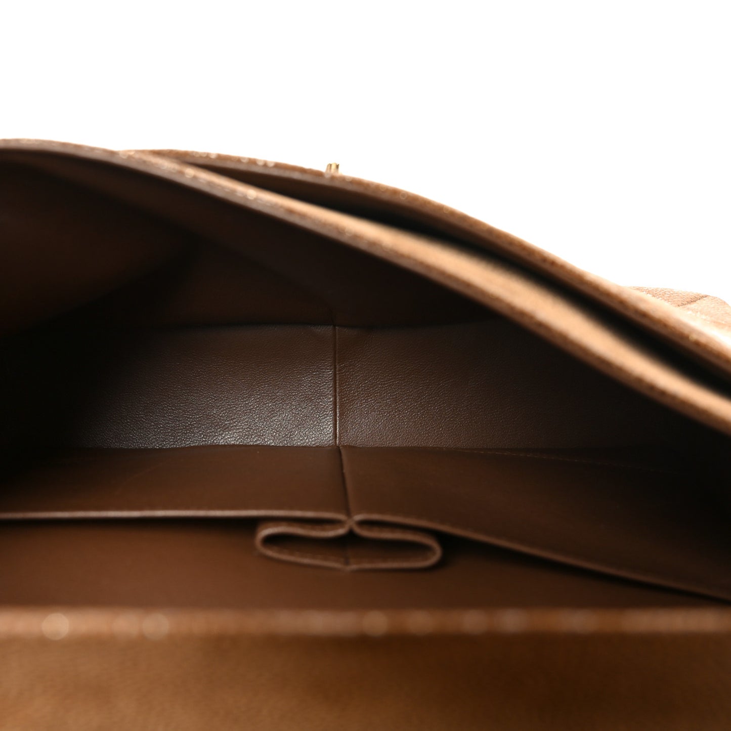 Iridescent Caviar Quilted Medium Double Flap Brown