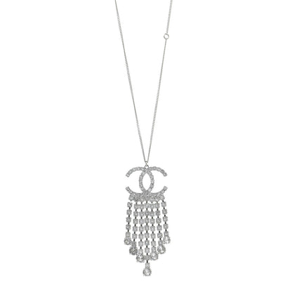 Chanel Crystal CC Drop Necklace Silver 1 of 6