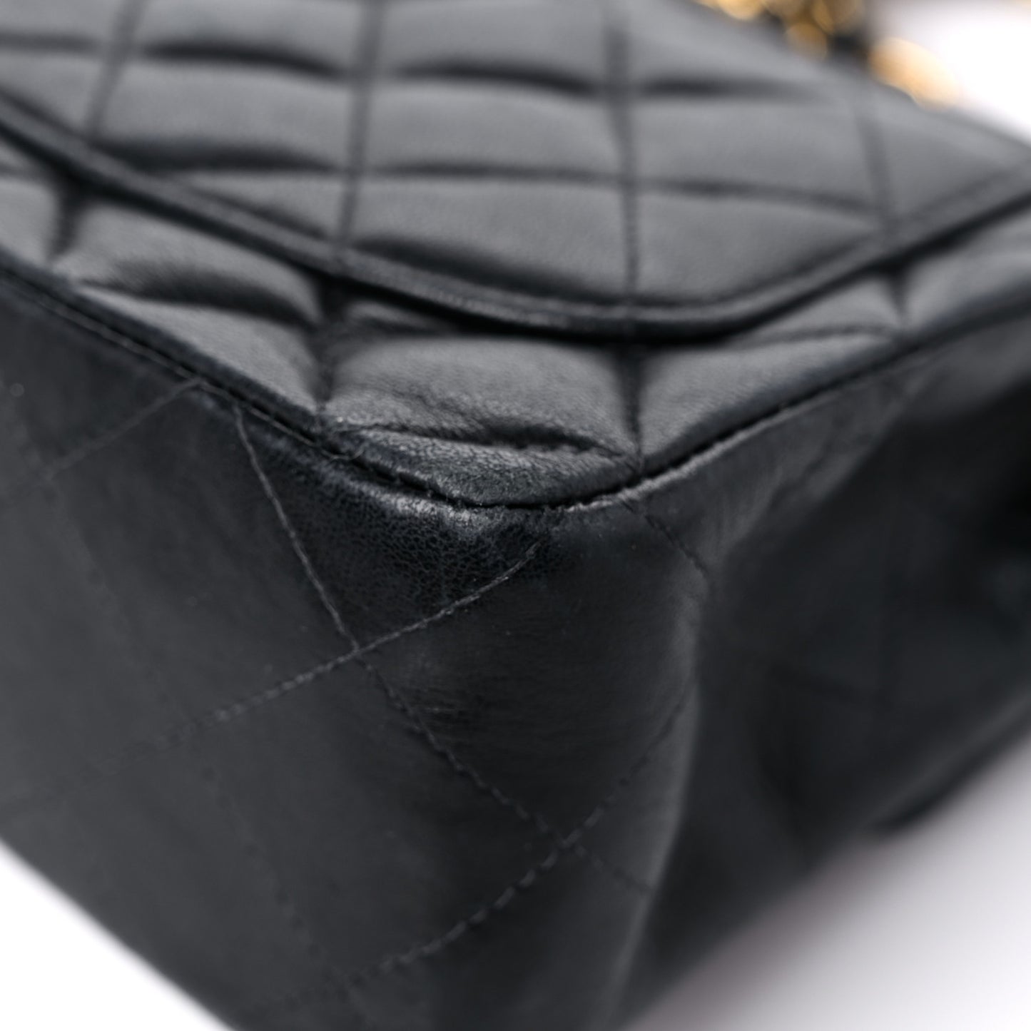 Lambskin Quilted Mini Square Flap Black