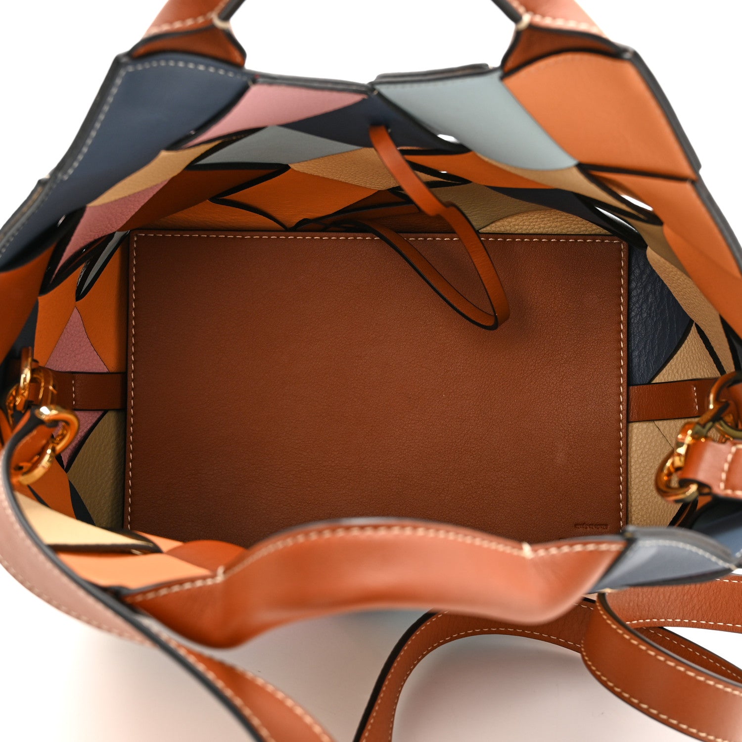 Loewe Calfskin Small Woven Basket Surplus Bag Soft Apricot Crystal Blue 5 of 9