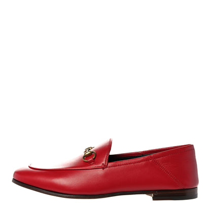 Gucci Lambskin Womens Brixton Horsebit Loafers 37.5 Hibiscus Red 1 of 9