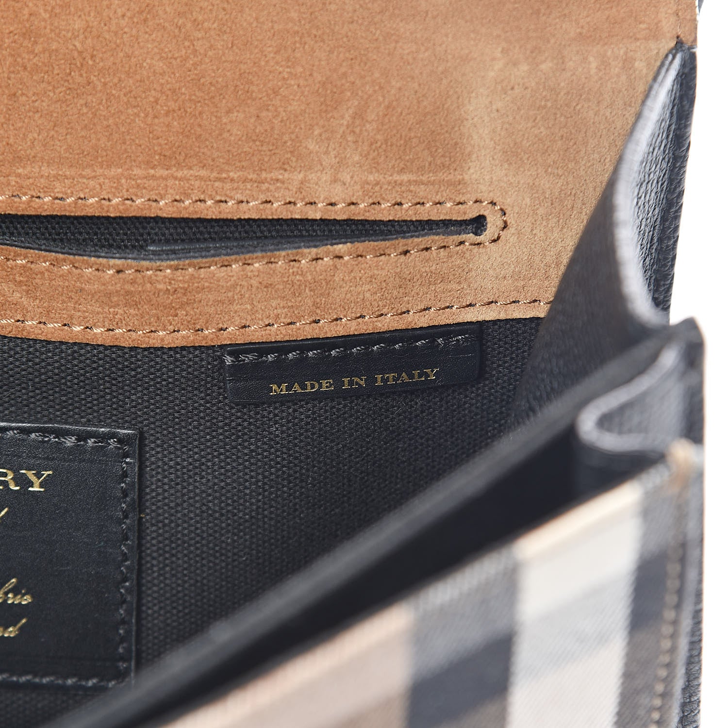 Burberry Derby Calfskin House Check Small Macken Crossbody Bag Black 7 of 9