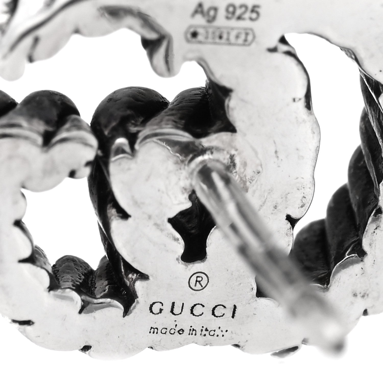 Gucci Sterling Silver Torchon Double G Earrings 4 of 4
