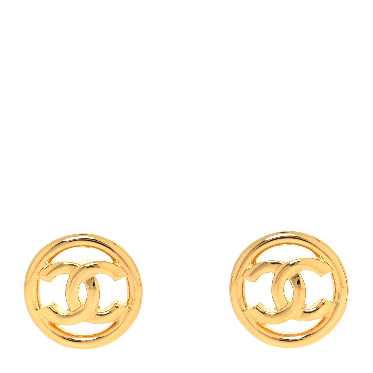 Chanel Metal CC Round Earrings Gold 1 of 5