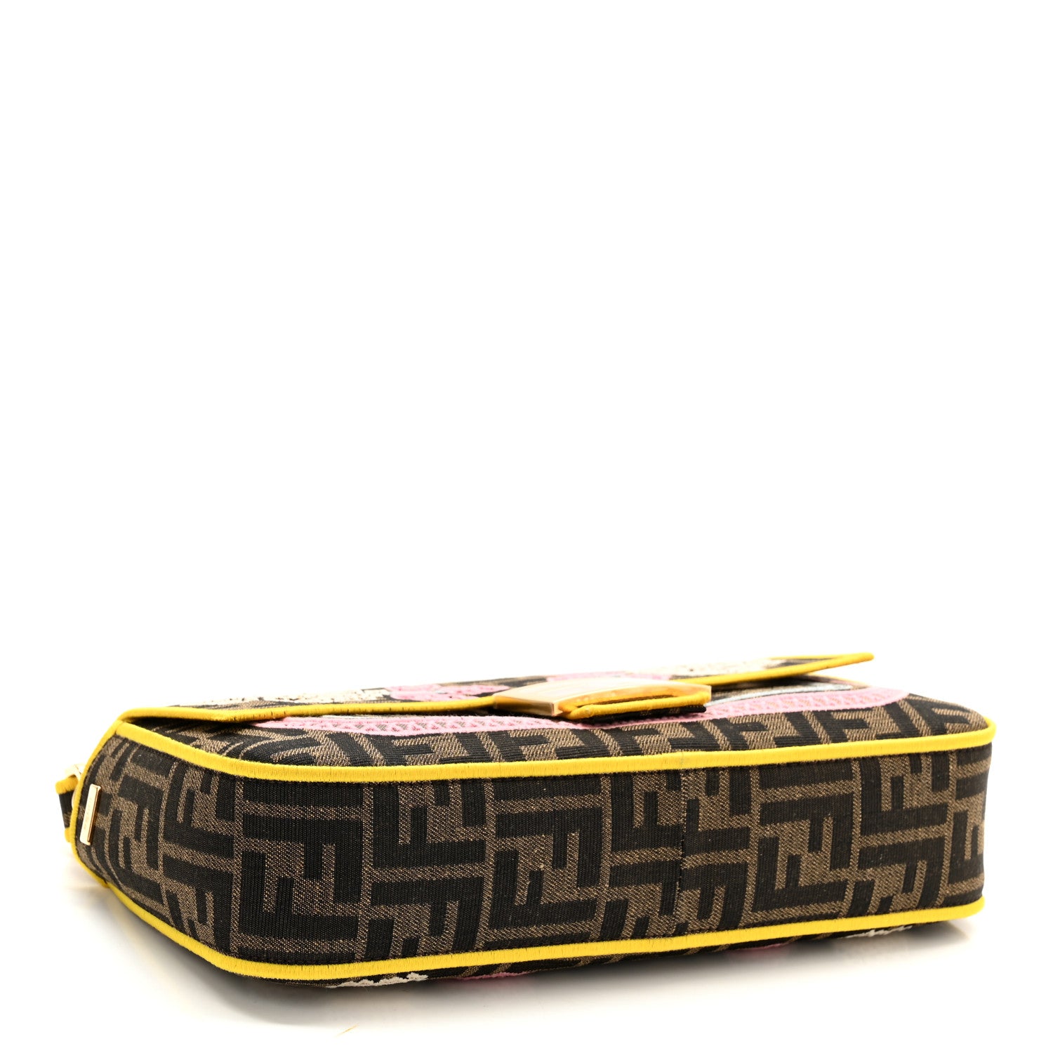 Fendi Fabric Jacquard FF Floral Embroidered Baguette Tobacco Moro Multicolor 4 of 10