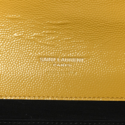 Saint Laurent Grain De Poudre Matelasse Chevron Monogram Envelope Clutch Mustard 6 of 9