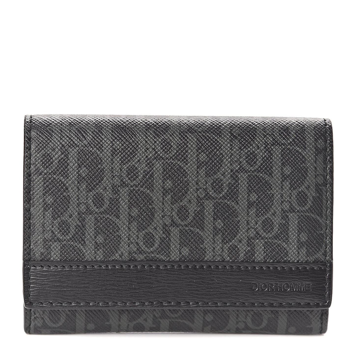 HOMME Monogram Coated Canvas Card Holder Grise