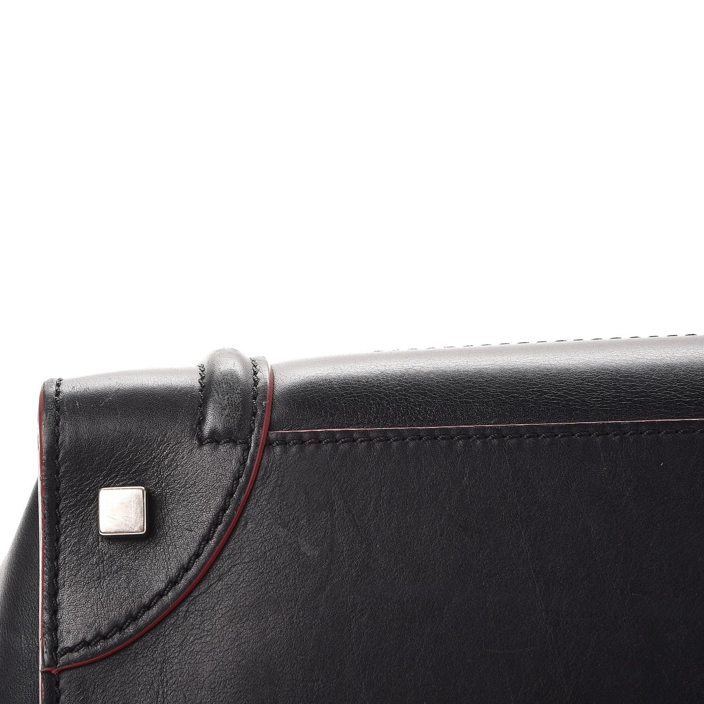 Smooth Calfskin Mini Luggage Black Pink Trim