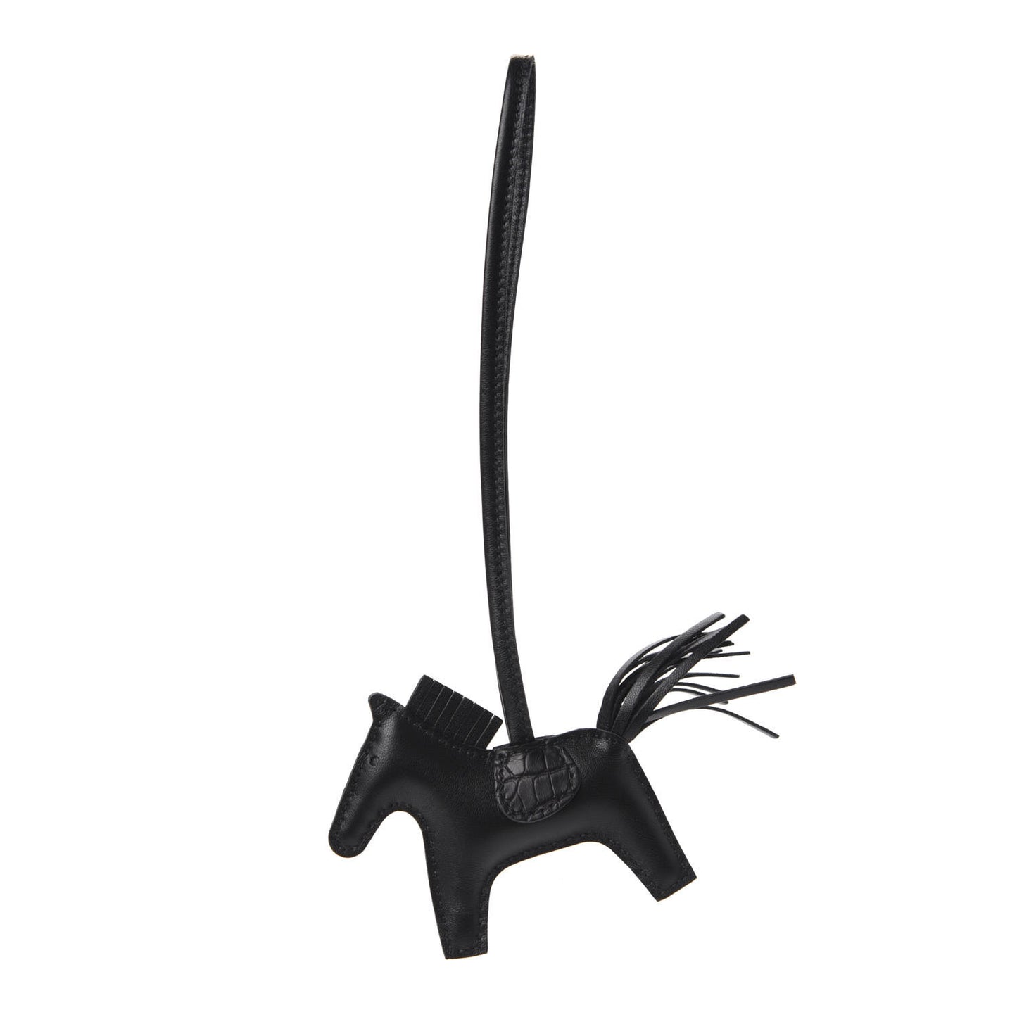Milo Lambskin Matte Alligator Touch Grigri Rodeo Horse Bag Charm PM So Black