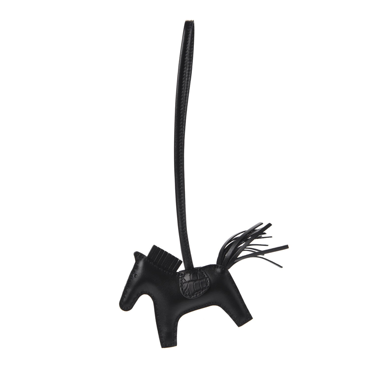 Hermes Milo Lambskin Matte Alligator Touch Grigri Rodeo Horse Bag Charm PM So Black 1 of 4
