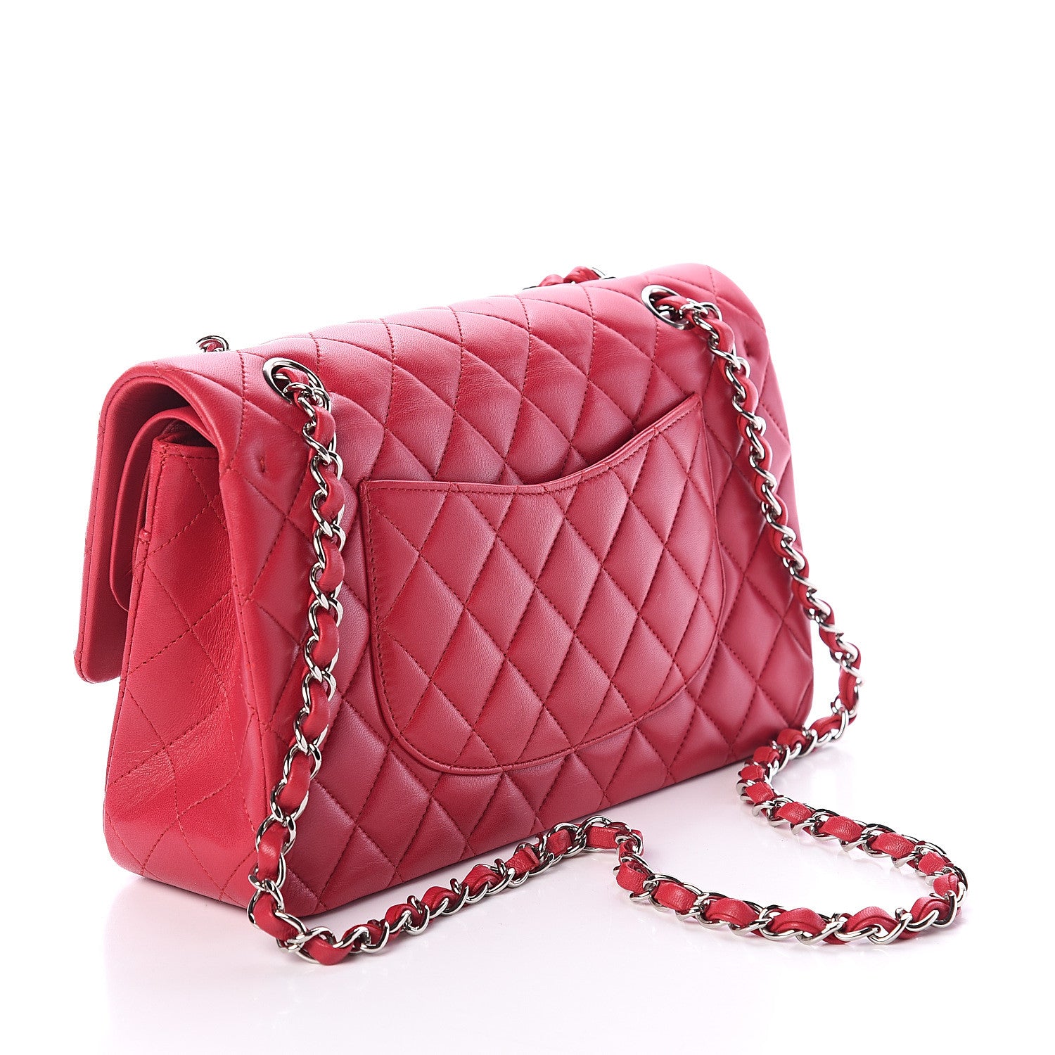 Chanel Lambskin Quilted Medium Double Flap Dark Pink 2 of 8