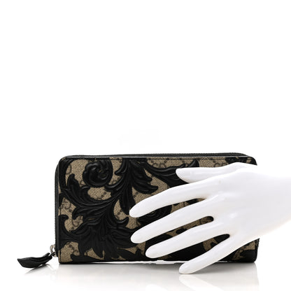 Gucci GG Supreme Monogram Arabesque Zip Around Wallet Black 2 of 11