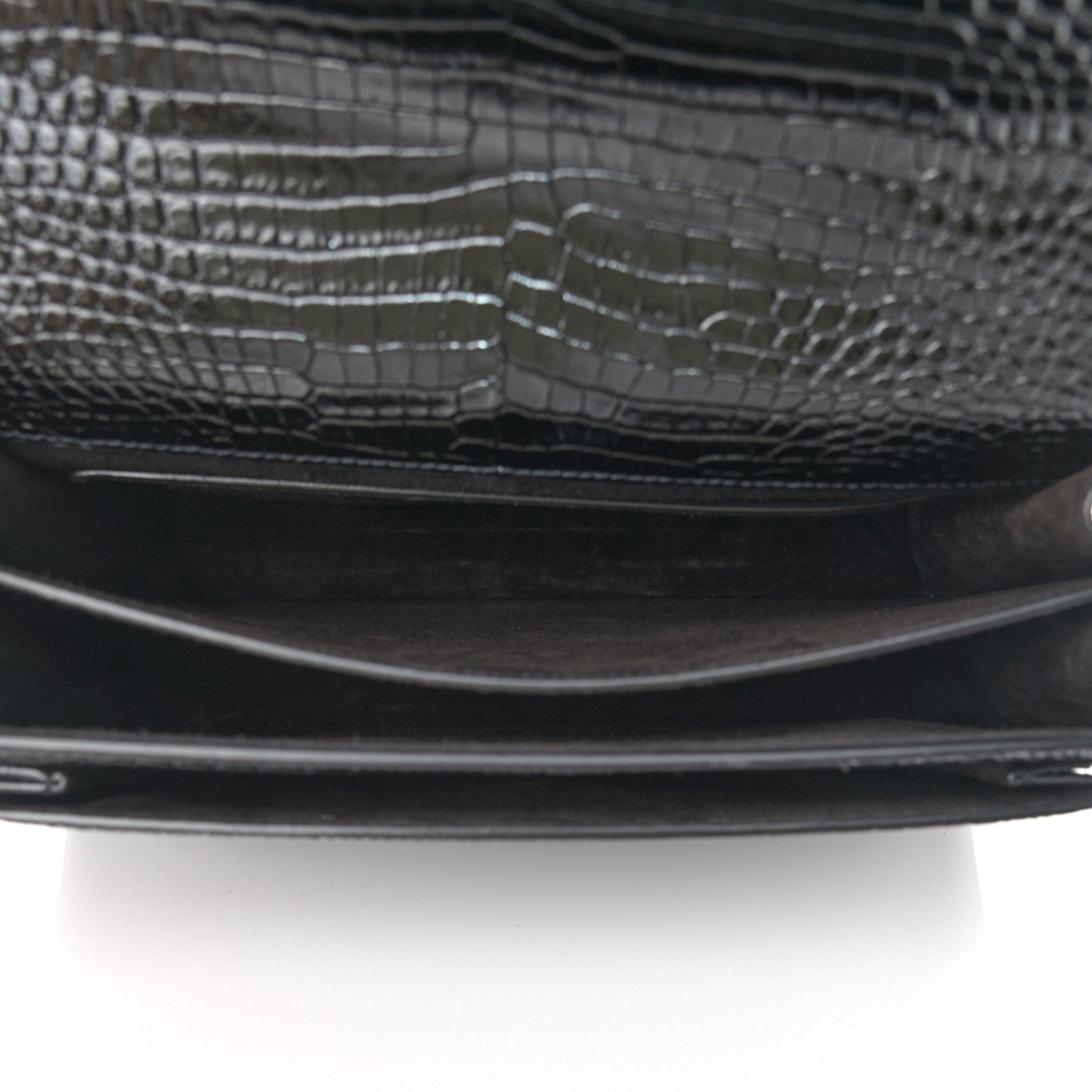 Saint Laurent Calfskin Crocodile Embossed Large Monogram Sunset Black 5 of 8