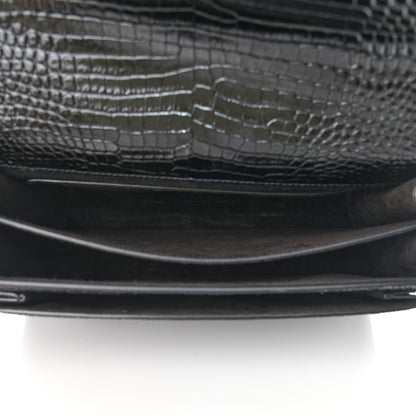 Saint Laurent Calfskin Crocodile Embossed Large Monogram Sunset Black 5 of 8