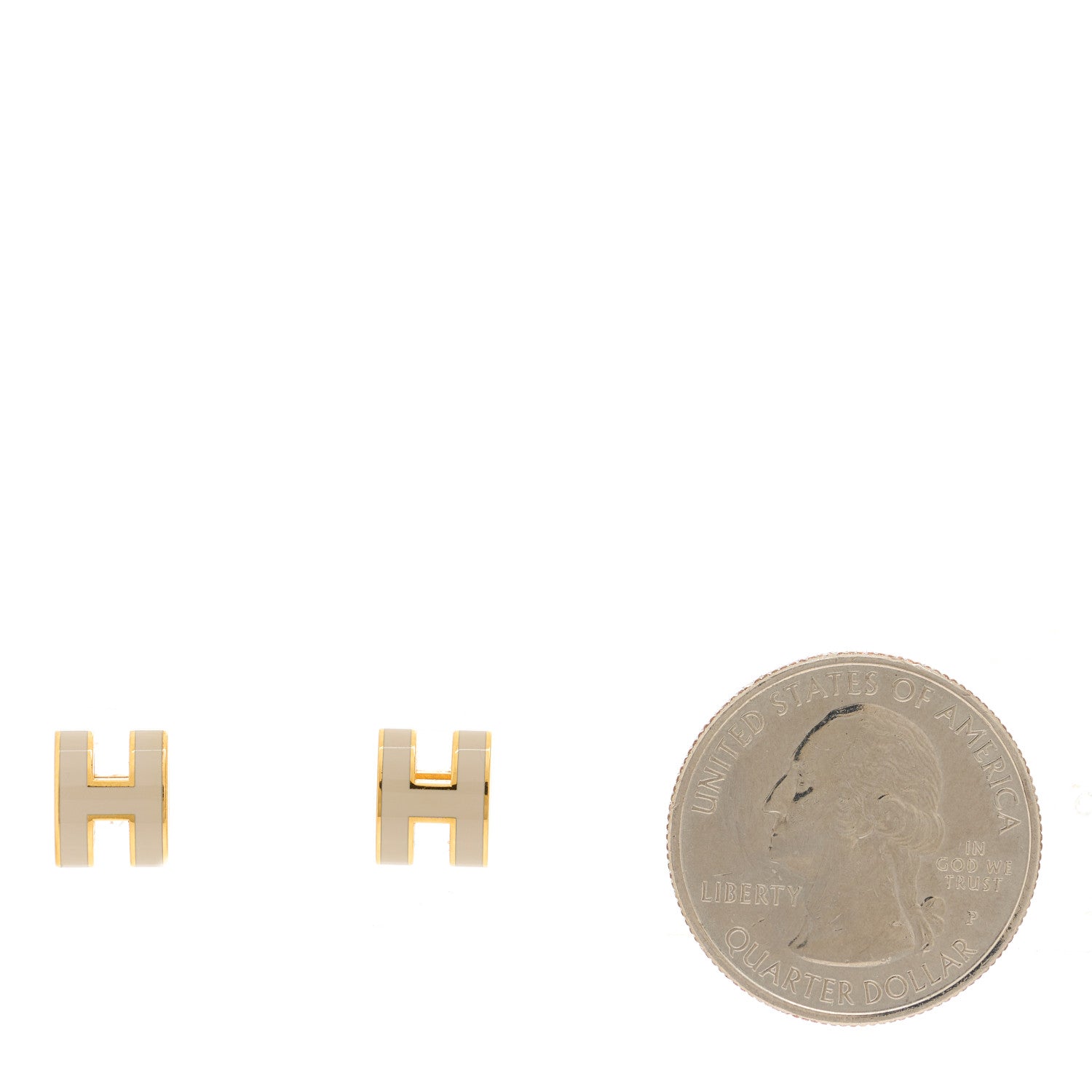 Hermes Gold Lacquered Mini Pop H Earrings Marron Glace 2 of 4