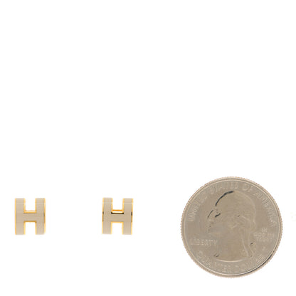 Hermes Gold Lacquered Mini Pop H Earrings Marron Glace 2 of 4