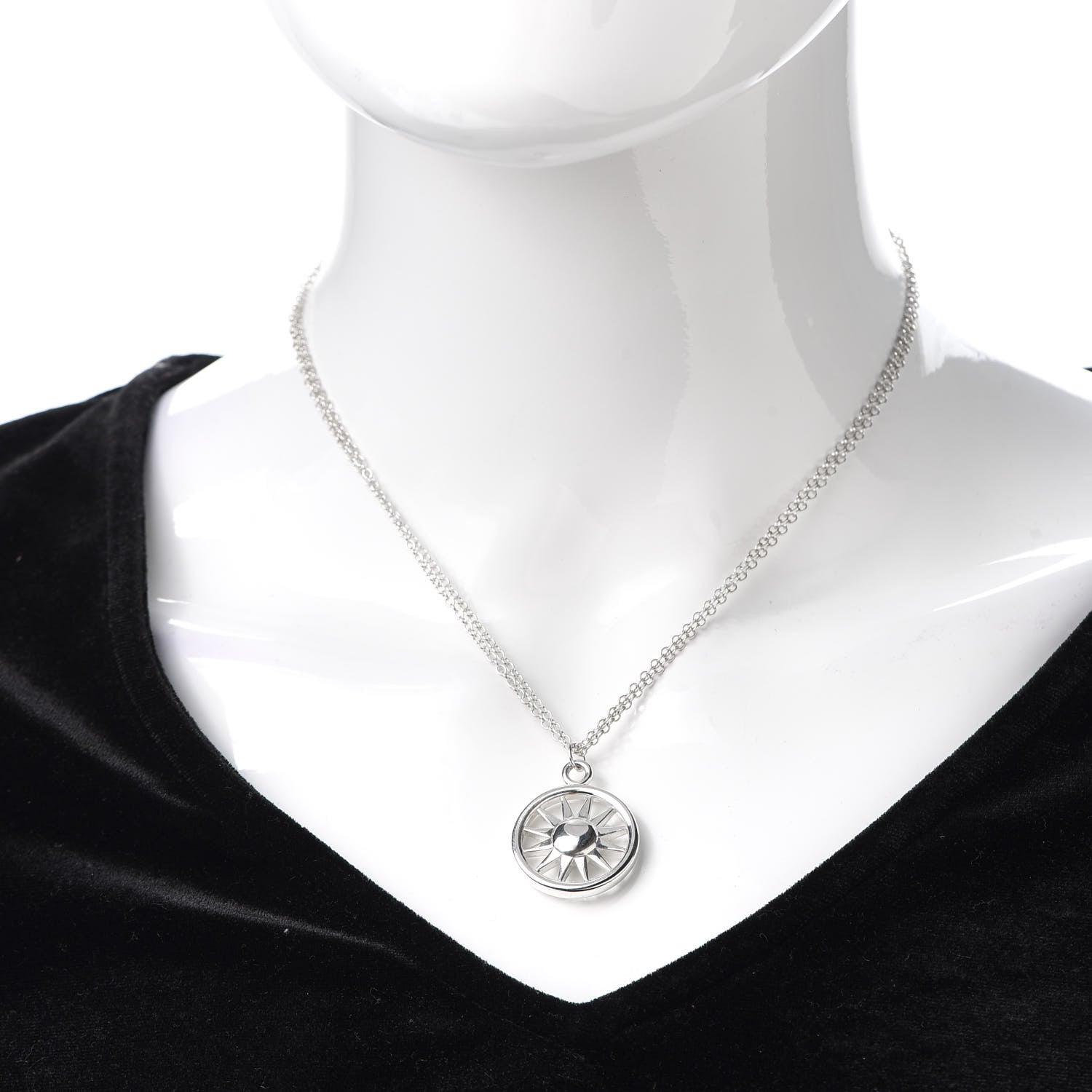 Tiffany Sterling Silver Sun Pendant Necklace 2 of 6