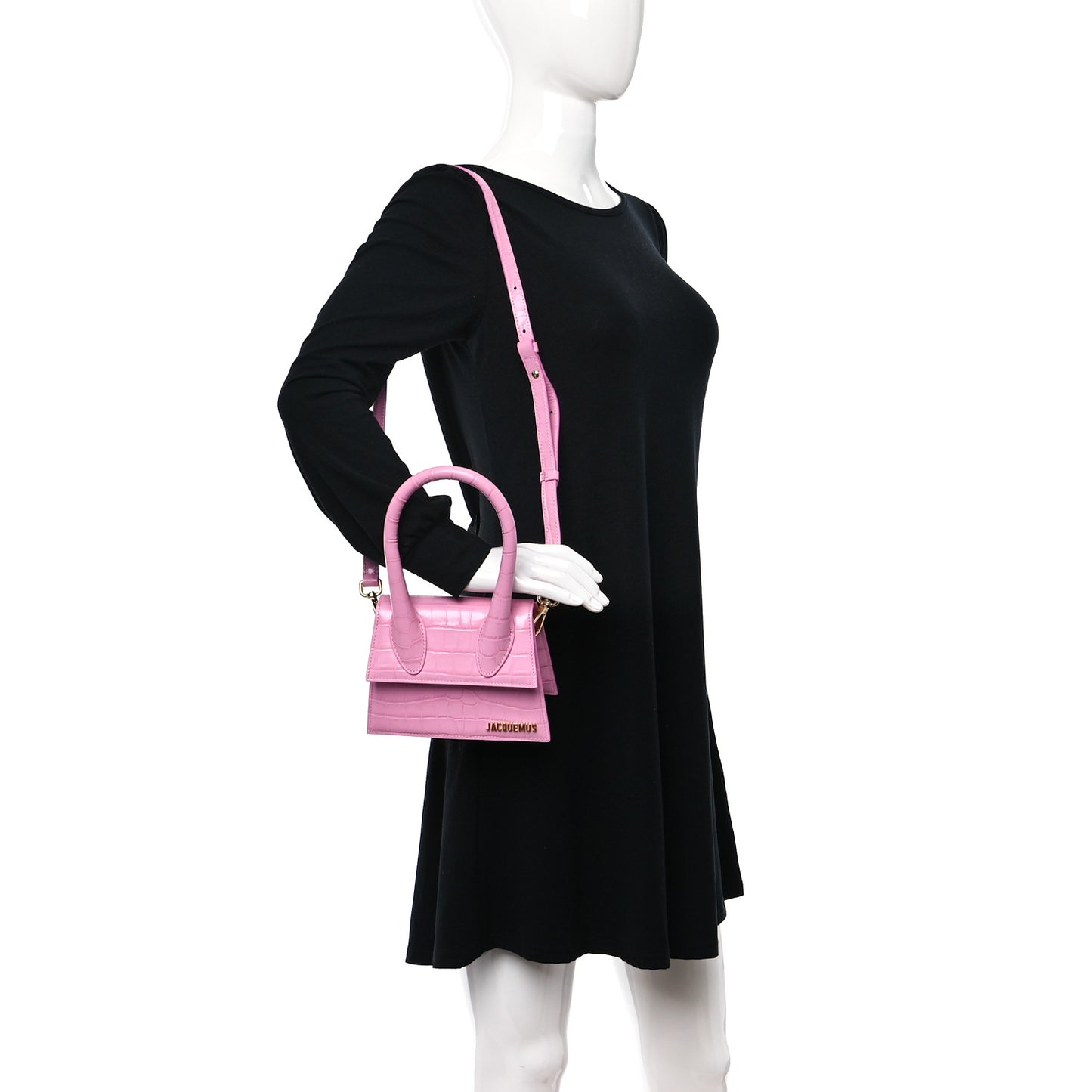 Calfskin Crocodile Embossed Le Chiquito Moyen Pink
