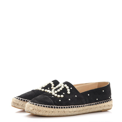 Chanel Suede Pearl CC Espadrilles 40 Black 3 of 18