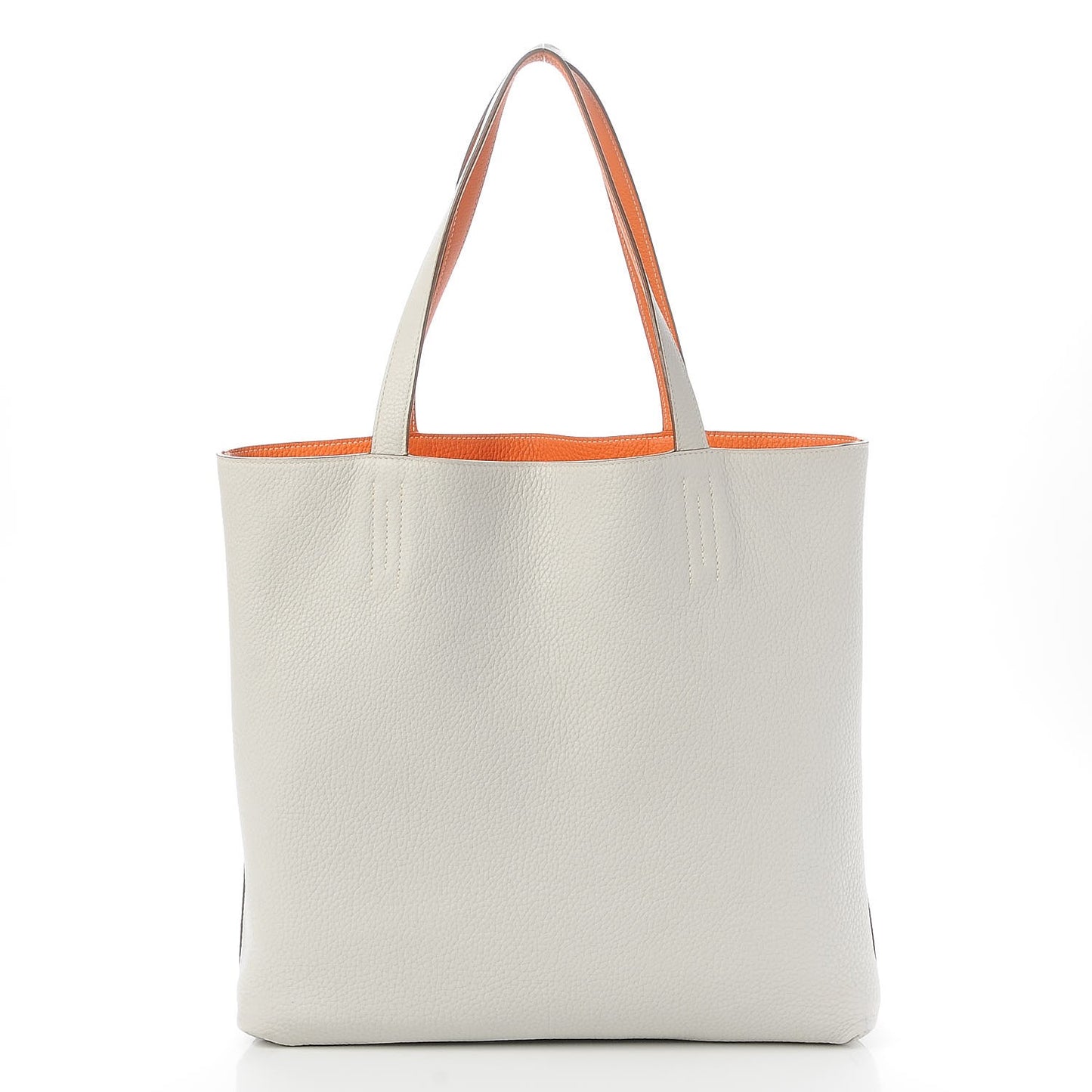 Taurillon Clemence Double Sens 45 Reversible Tote Orange Gris Perle