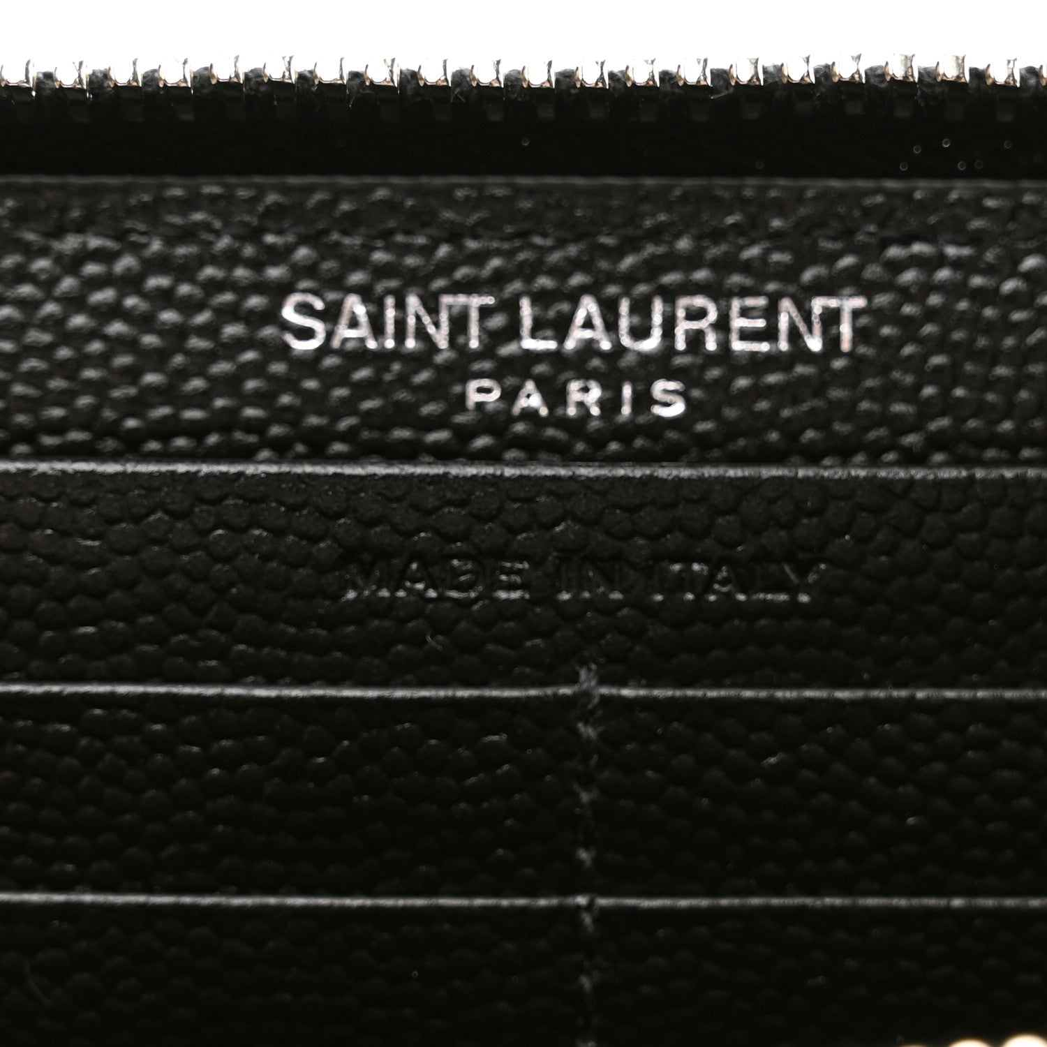 Saint Laurent Grain De Poudre Matelasse Chevron Monogram Zip Around Wallet Black 7 of 9