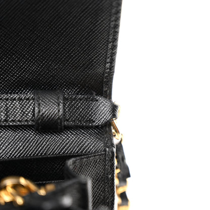 Prada Saffiano Metal Oro Chain Wallet Black 10 of 11