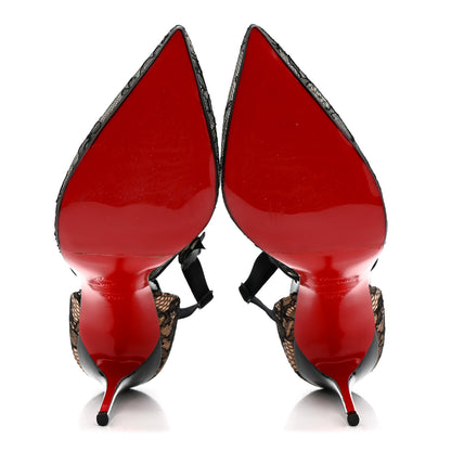 Christian Louboutin Nappa Patent Chantilly Lace Hot Jeanbi 100 Pumps 39.5 Black 6 of 11