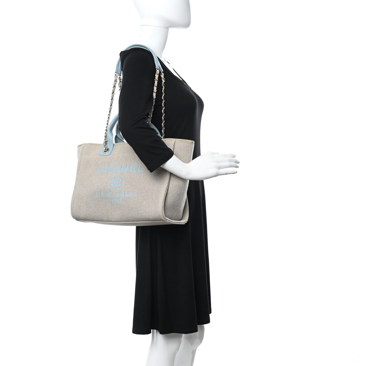 Mixed Fibers Small Deauville Tote Blue Beige