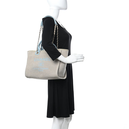 Chanel Mixed Fibers Small Deauville Tote Blue Beige 2 of 11