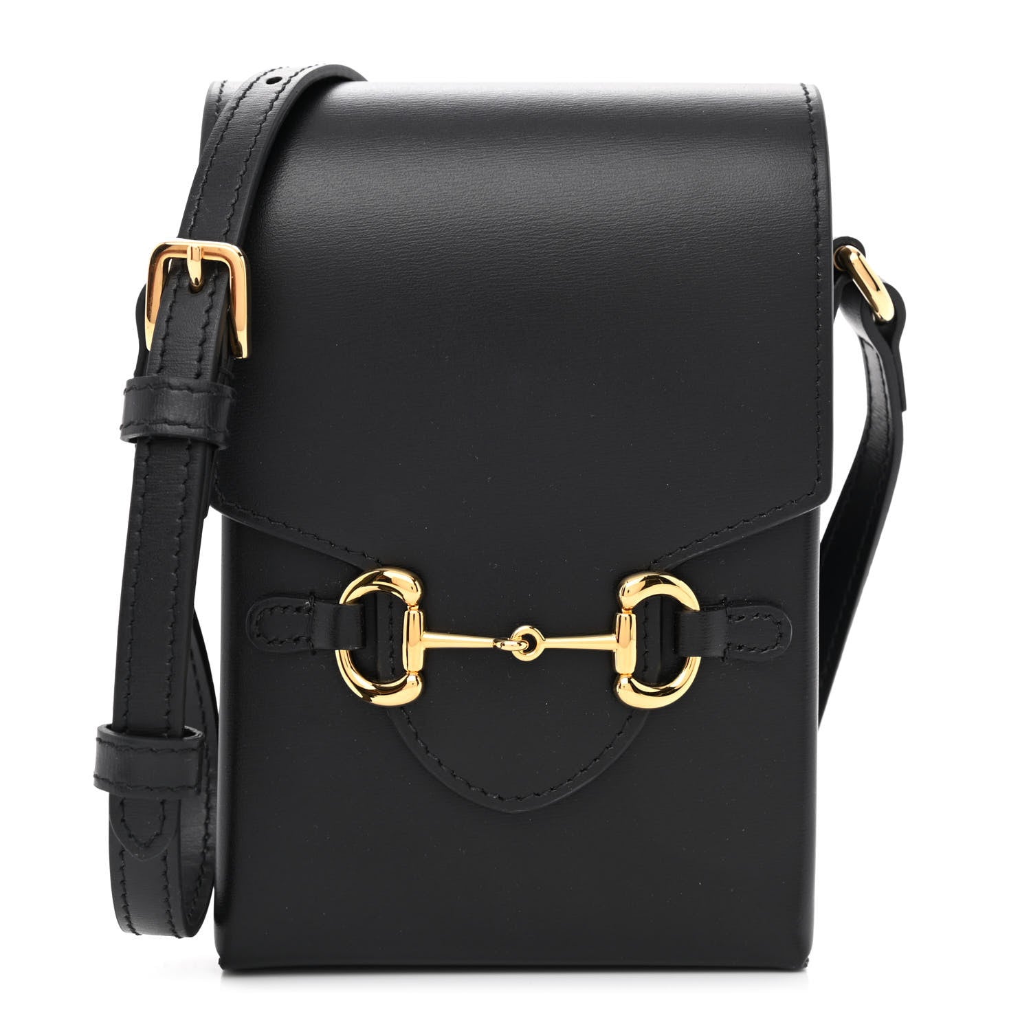Gucci Boarded Plutone Calfskin Mini Horsebit 1955 Crossbody Bag Black 1 of 11