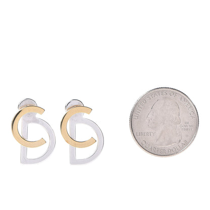 Christian Dior Your Dior Logo Stud Earrings Silver Gold 2 of 4