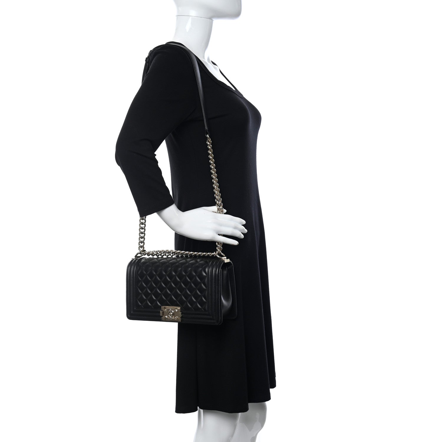 Chanel Calfskin Quilted Medium Boy Flap Black 2 of 11