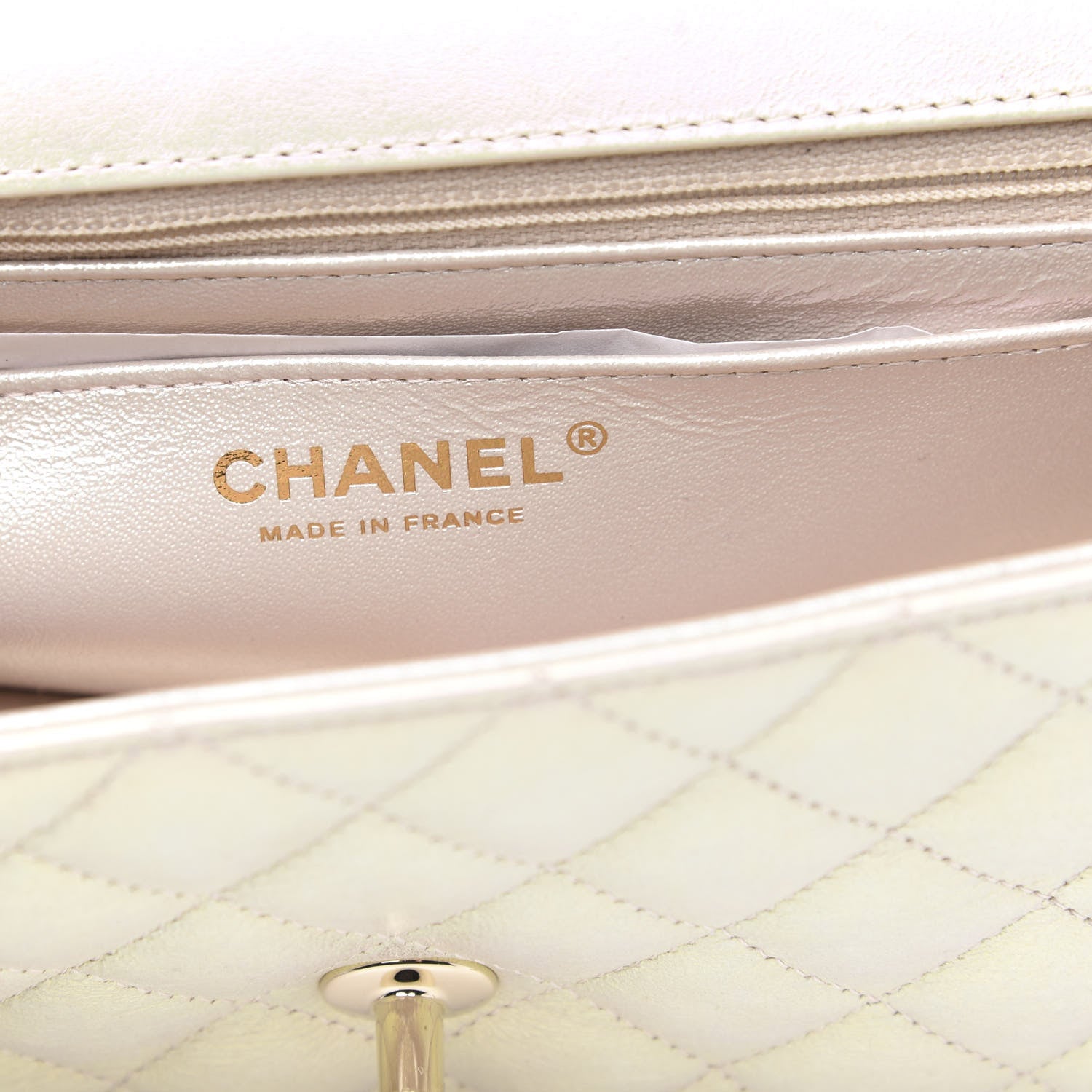 Chanel Iridescent Lambskin Quilted Mini Rectangular Flap Ivory 6 of 12