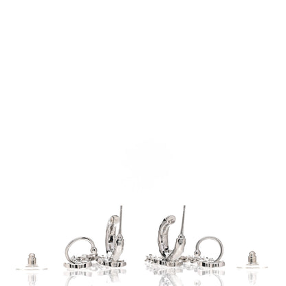 Chanel Crystal Chain CC Climber Earrings Silver 3 of 5