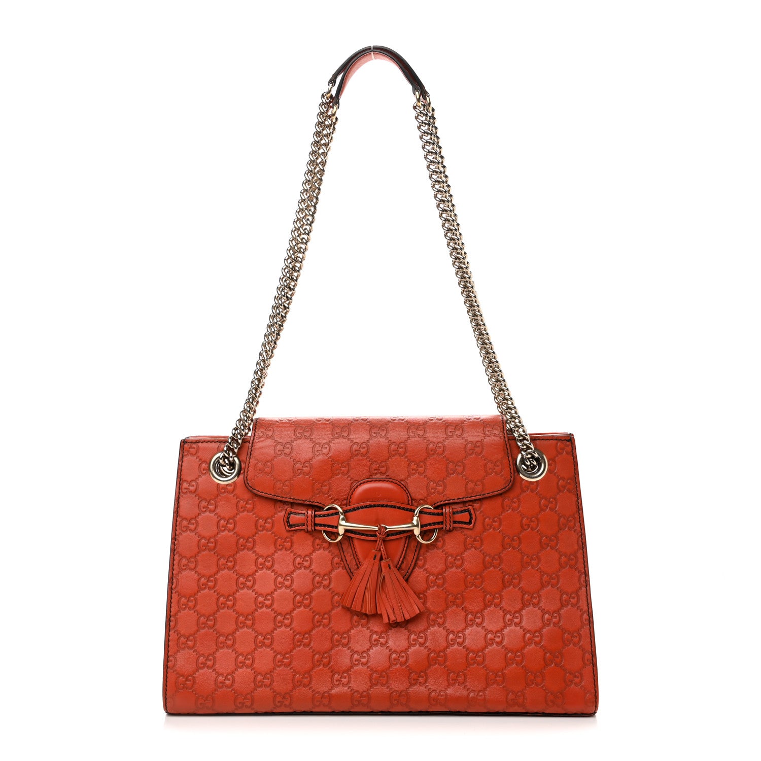 Gucci Guccissima Large Emily Chain Shoulder Bag Sun Orange 1 of 11